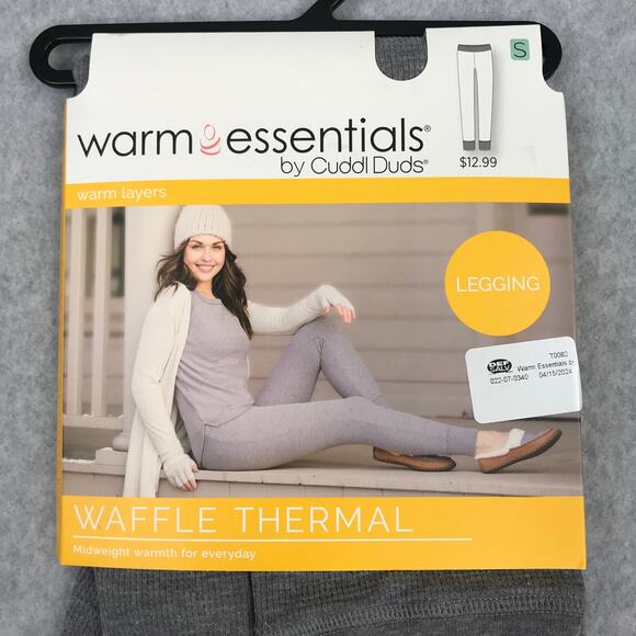 Cuddl Duds Thermal Legging Small Gray Waffle Base Layer Ski Snow Warm Comfy Cozy - Picture 2 of 7